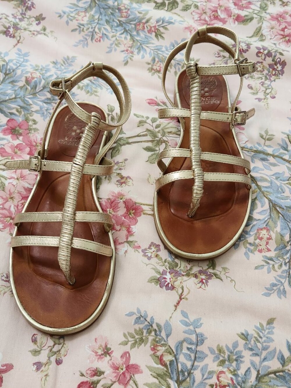Vince Camputo Gold Gladiator Sandals